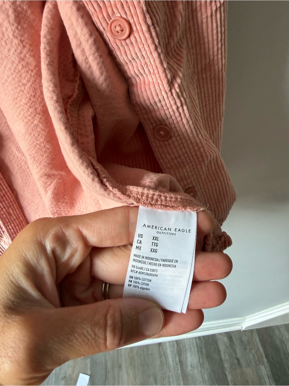 American Eagle Corduroy Button Front Jacket Dusty Rose Pink Flannel Shacket XXL - Picture 6 of 8